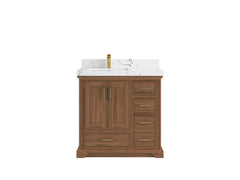 Charlotte 36 in. W x 22 in. D Left Offset Sink Bathroom Teak Wood Vanity - photo 23