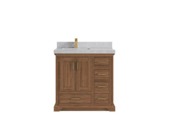 Charlotte 36 in. W x 22 in. D Left Offset Sink Bathroom Teak Wood Vanity - photo 19