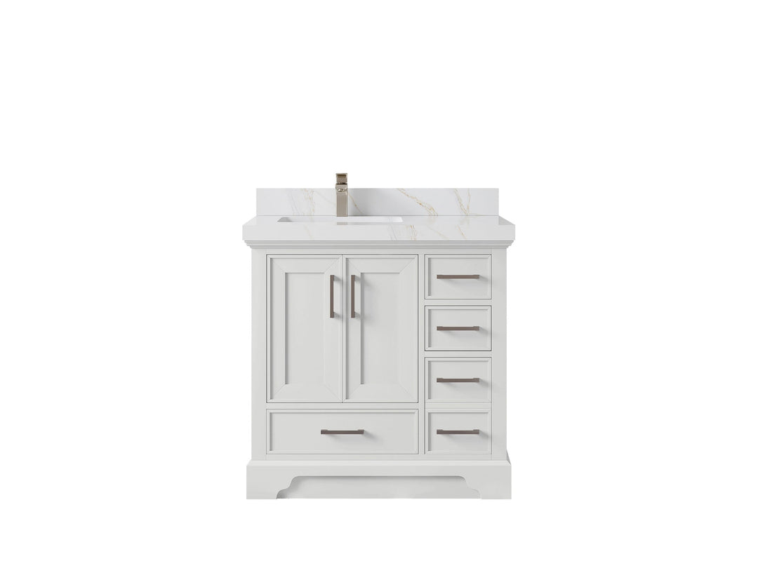 Charlotte Slim Shaker Bathroom Vanity – White Oak, Teak Wood, Painted with Quartz & Marble or Taj Mahal Quarzite - photo 43