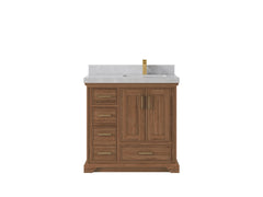 Charlotte 36 in. W x 22 in. D Right Offset Sink Bathroom Teak Wood Vanity - photo 23