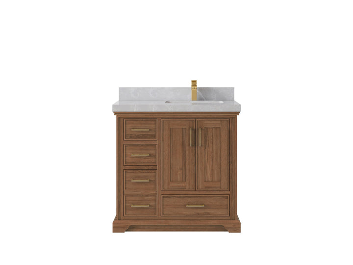 Charlotte 36 in. W x 22 in. D Right Offset Sink Bathroom Teak Wood Vanity - photo 23