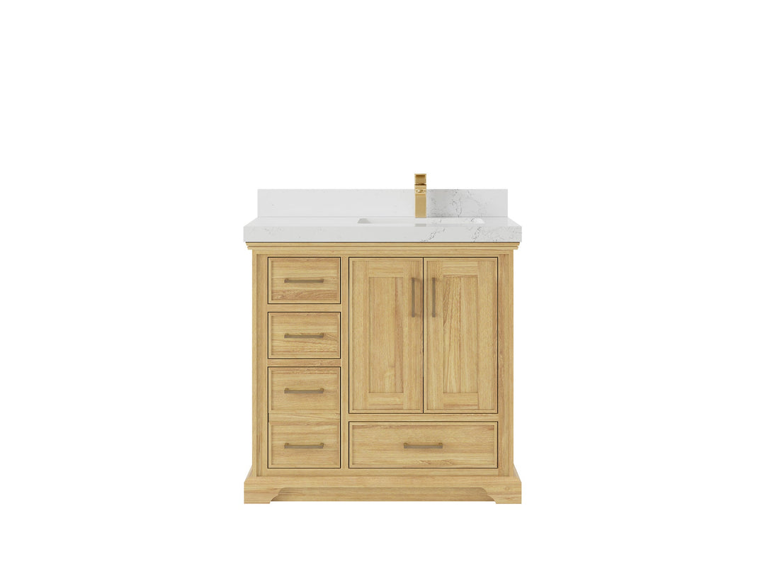 Charlotte 36 in. W x 22 in. D Right Offset Sink Bathroom Teak Wood Vanity - Willow Bath and Vanity