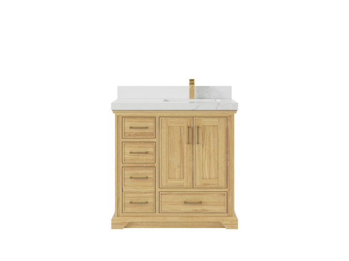 Charlotte 36 in. W x 22 in. D Right Offset Sink Bathroom Teak Wood Vanity - photo 18