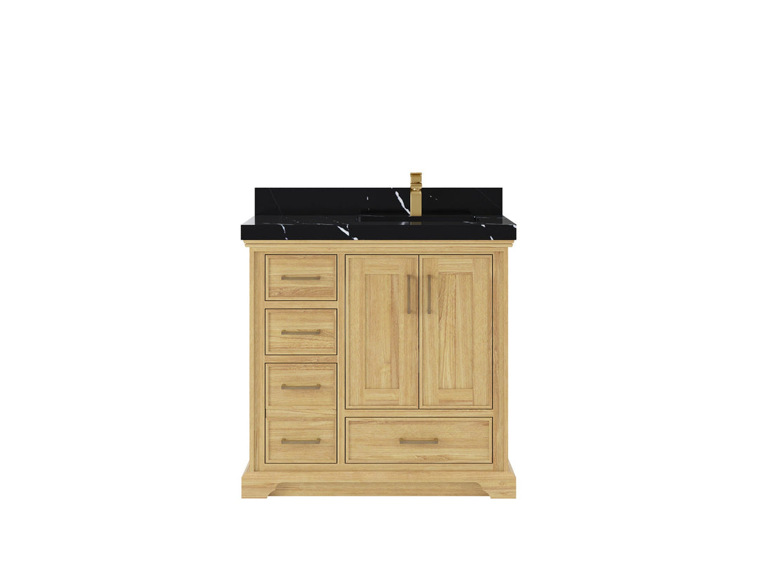 Charlotte 36 in. W x 22 in. D Right Offset Sink Bathroom Teak Wood Vanity - Willow Bath and Vanity