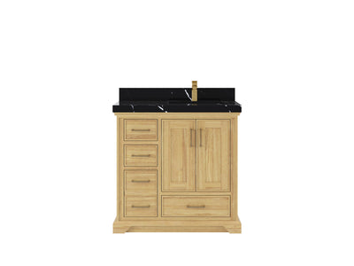 Charlotte 36 in. W x 22 in. D Right Offset Sink Bathroom Teak Wood Vanity - Willow Bath and Vanity