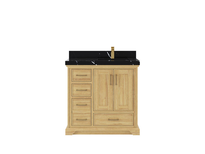 Charlotte 36 in. W x 22 in. D Right Offset Sink Bathroom Teak Wood Vanity - photo 10
