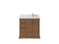 Charlotte 36 in. W x 22 in. D Right Offset Sink Bathroom Teak Wood Vanity - photo 17
