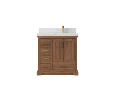 Charlotte 36 in. W x 22 in. D Right Offset Sink Bathroom Teak Wood Vanity - Willow Bath and Vanity