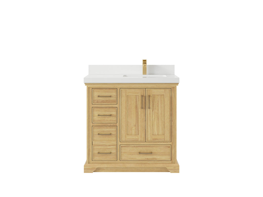 Charlotte 36 in. W x 22 in. D Right Offset Sink Bathroom Teak Wood Vanity - Willow Bath and Vanity