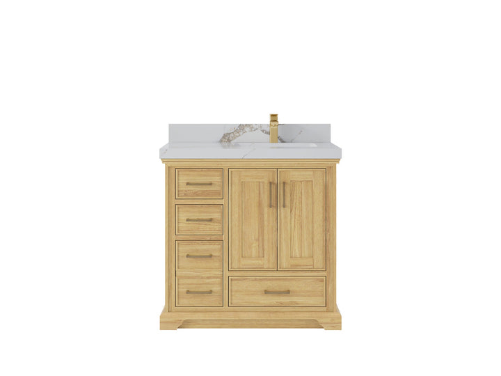 Charlotte 36 in. W x 22 in. D Right Offset Sink Bathroom Teak Wood Vanity - photo 11