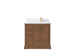 Charlotte 36 in. W x 22 in. D Right Offset Sink Bathroom Teak Wood Vanity - photo 21