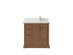 Charlotte 36 in. W x 22 in. D Right Offset Sink Bathroom Teak Wood Vanity - photo 22