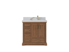 Charlotte 36 in. W x 22 in. D Right Offset Sink Bathroom Teak Wood Vanity - photo 15