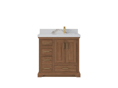 Charlotte 36 in. W x 22 in. D Right Offset Sink Bathroom Teak Wood Vanity - Willow Bath and Vanity