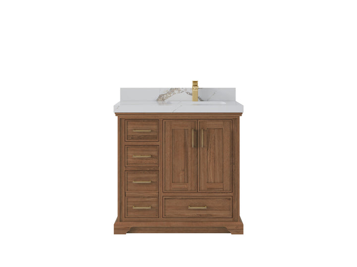 Charlotte 36 in. W x 22 in. D Right Offset Sink Bathroom Teak Wood Vanity - photo 15