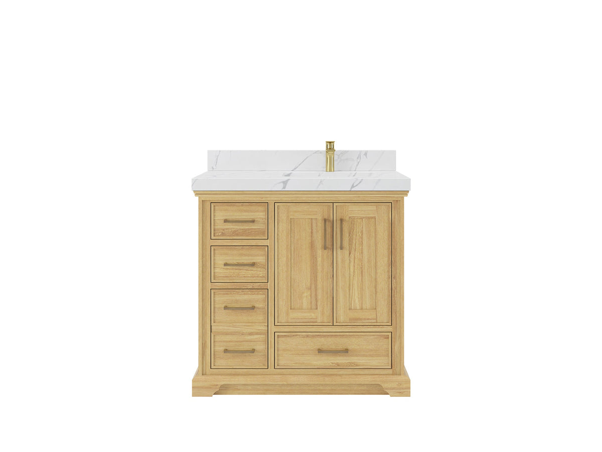Charlotte 36 in. W x 22 in. D Right Offset Sink Bathroom Teak Wood Vanity - Willow Bath and Vanity