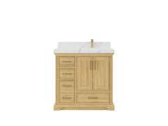 Charlotte 36 in. W x 22 in. D Right Offset Sink Bathroom Teak Wood Vanity - photo 1