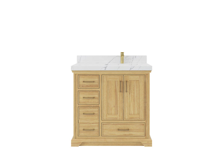 Charlotte 36 in. W x 22 in. D Right Offset Sink Bathroom Teak Wood Vanity - photo 1