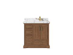 Charlotte 36 in. W x 22 in. D Right Offset Sink Bathroom Teak Wood Vanity - photo 25