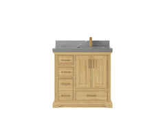 Charlotte 36 in. W x 22 in. D Right Offset Sink Bathroom Teak Wood Vanity - photo 20