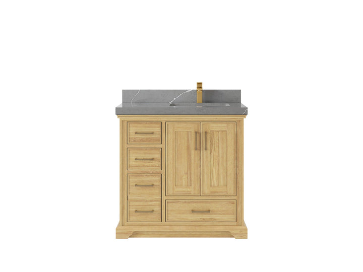Charlotte 36 in. W x 22 in. D Right Offset Sink Bathroom Teak Wood Vanity - photo 20