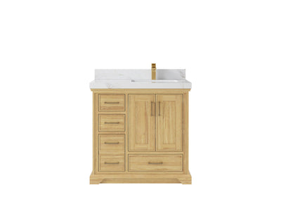 Charlotte 36 in. W x 22 in. D Right Offset Sink Bathroom Teak Wood Vanity - Willow Bath and Vanity