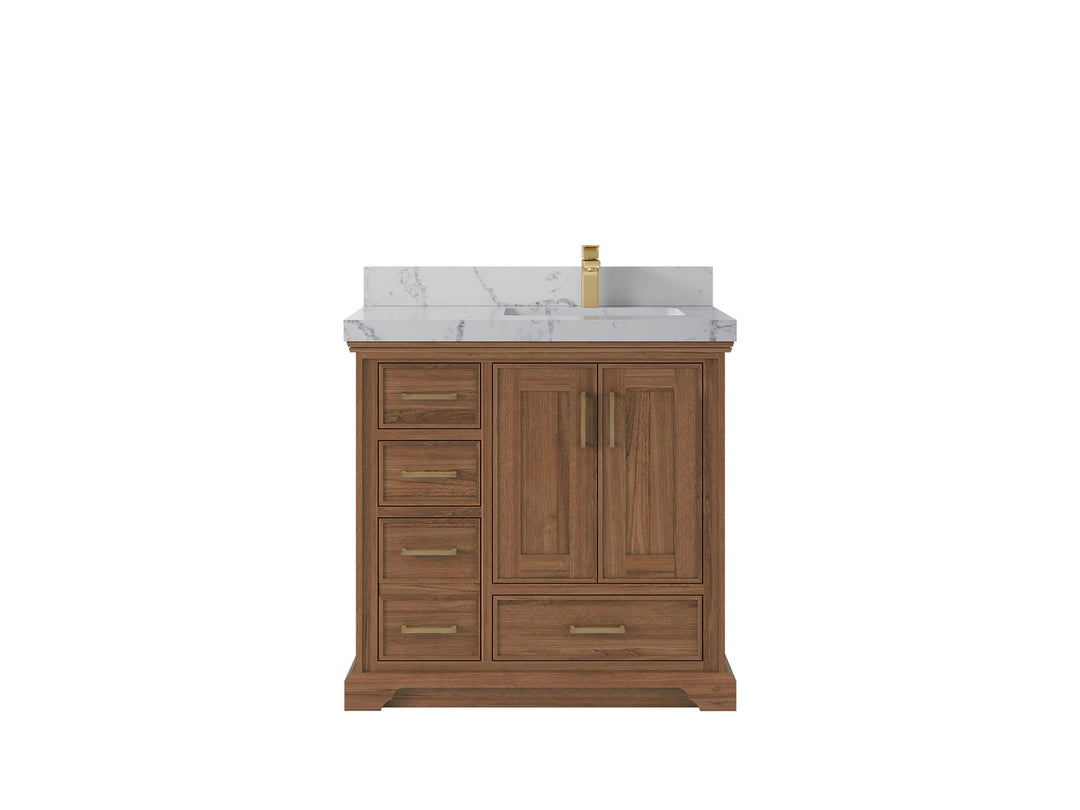 Charlotte 36 in. W x 22 in. D Right Offset Sink Bathroom Teak Wood Vanity - Willow Bath and Vanity
