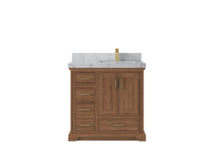 Charlotte 36 in. W x 22 in. D Right Offset Sink Bathroom Teak Wood Vanity - photo 28