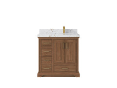 Charlotte 36 in. W x 22 in. D Right Offset Sink Bathroom Teak Wood Vanity - photo 26