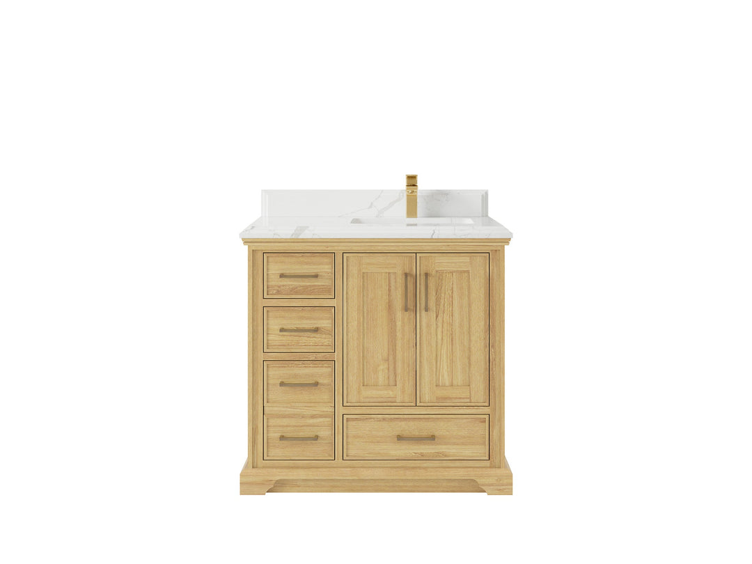 Charlotte 36 in. W x 22 in. D Right Offset Sink Bathroom Teak Wood Vanity - Willow Bath and Vanity