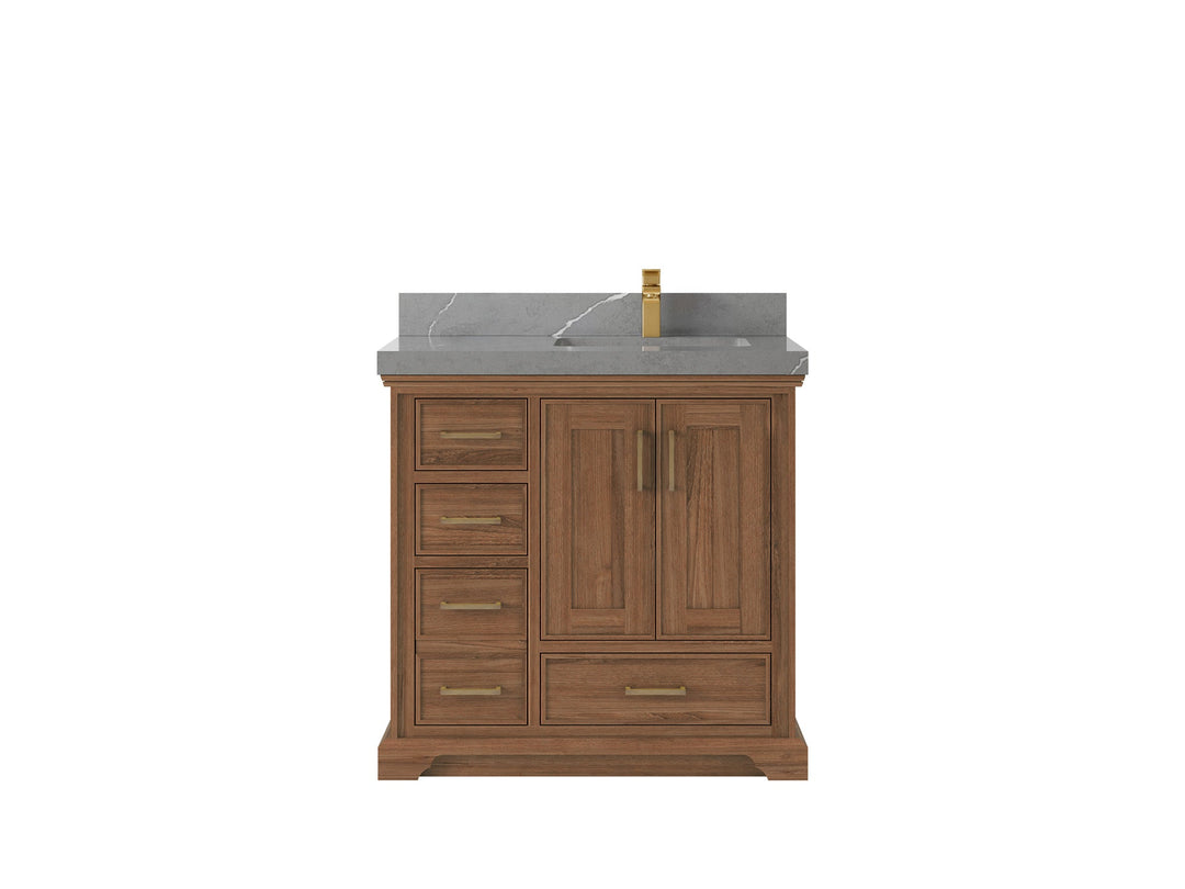 Charlotte 36 in. W x 22 in. D Right Offset Sink Bathroom Teak Wood Vanity - Willow Bath and Vanity