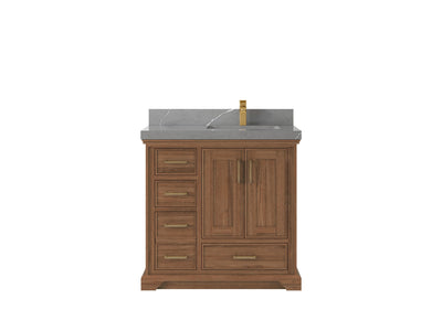 Charlotte 36 in. W x 22 in. D Right Offset Sink Bathroom Teak Wood Vanity - Willow Bath and Vanity