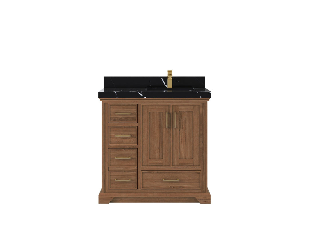 Charlotte 36 in. W x 22 in. D Right Offset Sink Bathroom Teak Wood Vanity - Willow Bath and Vanity
