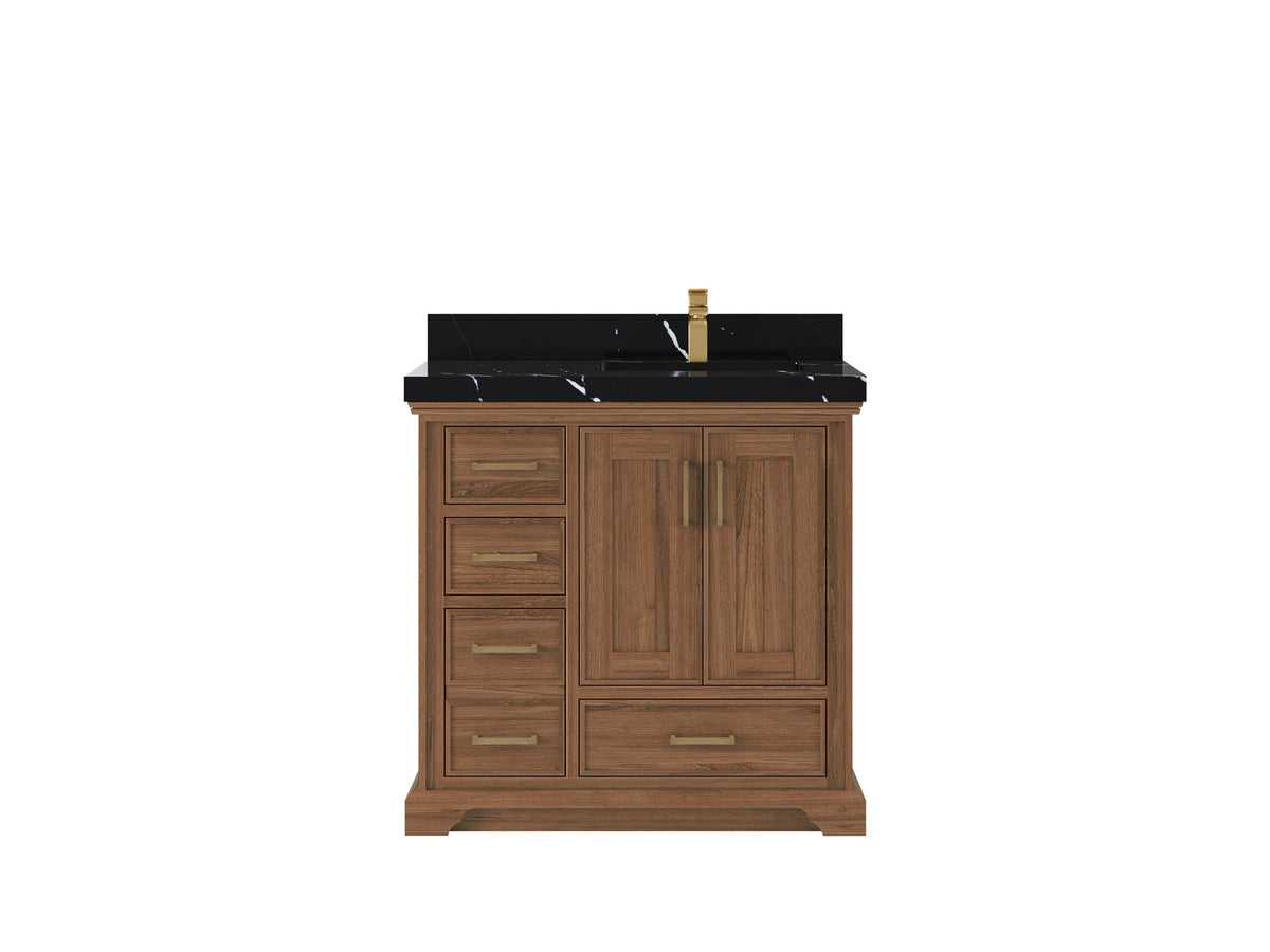 Charlotte 36 in. W x 22 in. D Right Offset Sink Bathroom Teak Wood Vanity - Willow Bath and Vanity