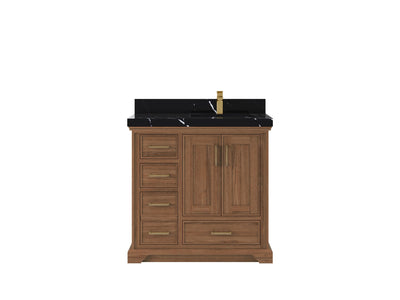 Charlotte 36 in. W x 22 in. D Right Offset Sink Bathroom Teak Wood Vanity - Willow Bath and Vanity