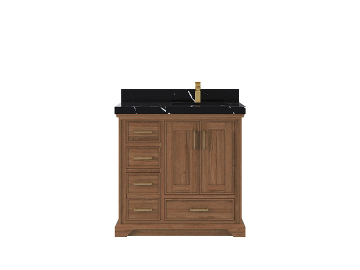 Charlotte 36 in. W x 22 in. D Right Offset Sink Bathroom Teak Wood Vanity - photo 14