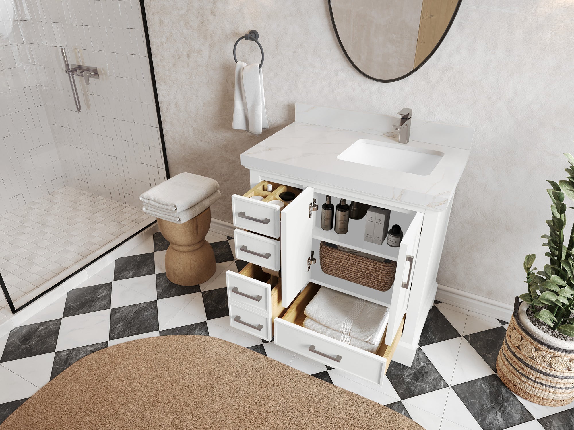 Charlotte 36 in. W x 22 in. D Right Offset Sink Bathroom Vanity - Willow Bath and Vanity