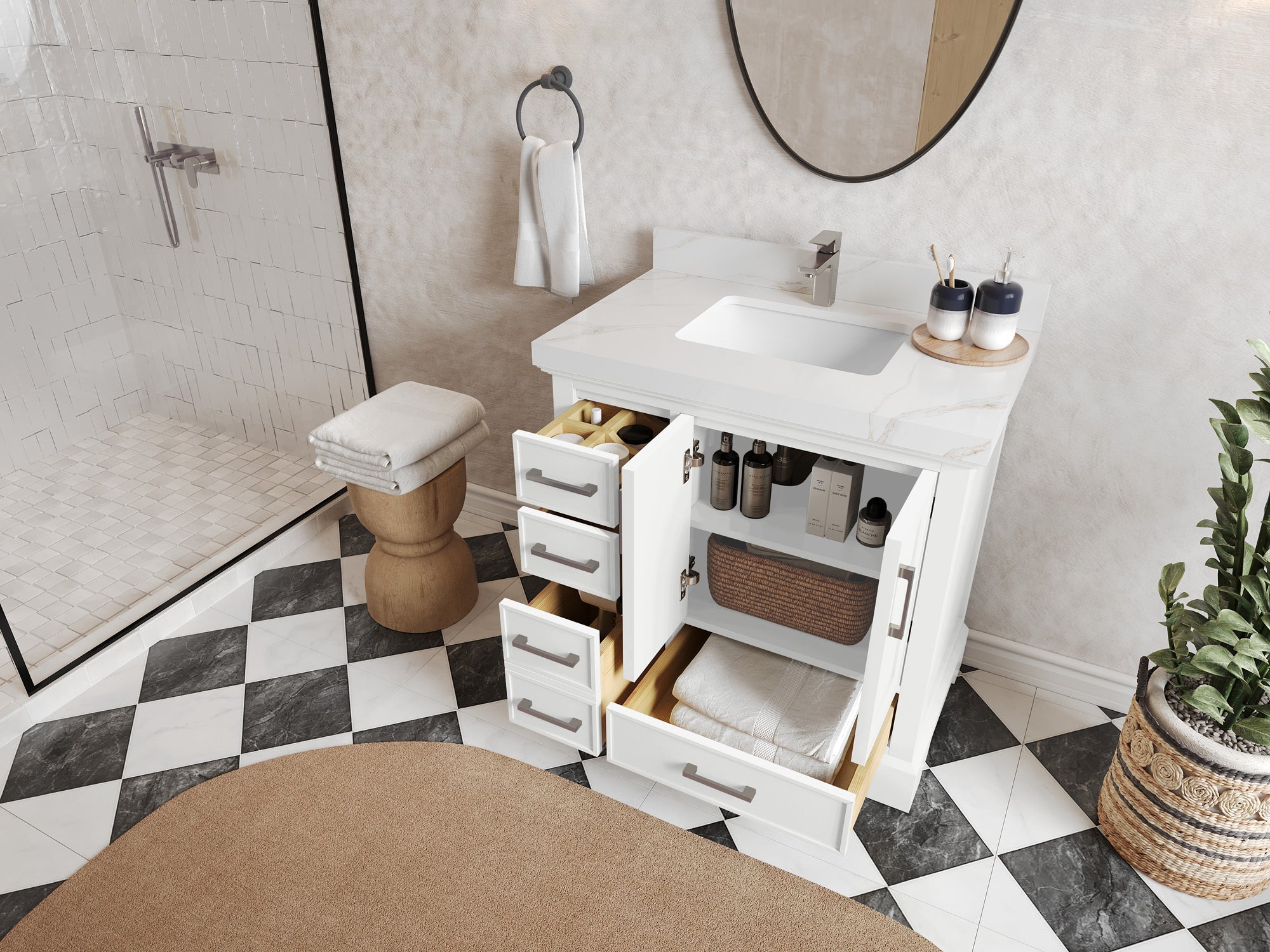 Charlotte 36" W x 22" D Center Sink Vanity for Elegant Bathroom Spaces - Willow Bath and Vanity