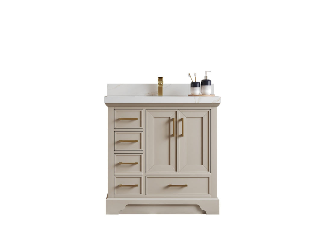 Charlotte Slim Shaker Bathroom Vanity – White Oak, Teak Wood, Painted with Quartz & Marble or Taj Mahal Quarzite - photo 36