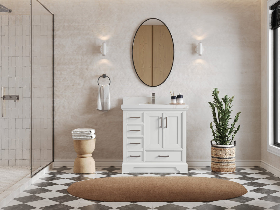 Charlotte 36" W x 22" D Center Sink Vanity for Elegant Bathroom Spaces - Willow Bath and Vanity