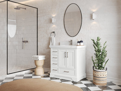 Charlotte 36" W x 22" D Center Sink Vanity for Elegant Bathroom Spaces - Willow Bath and Vanity