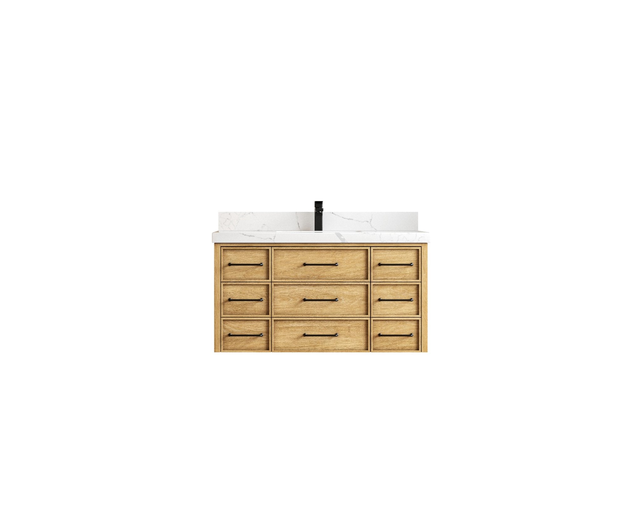 Charlotte 42 in. W x 22 in. D Floating Single Sink Bathroom Vanity in Natural Mindi Wood - Willow Bath and Vanity