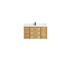 Charlotte 42 in. W x 22 in. D Floating Single Sink Bathroom Vanity in Natural Mindi Wood - photo 1