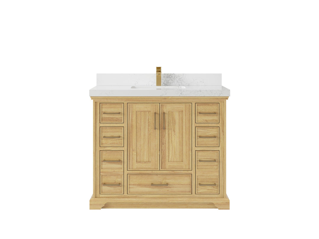 Charlotte 42 in. W x 22 in. D Single Sink Bathroom Teak Wood Vanity - Willow Bath and Vanity