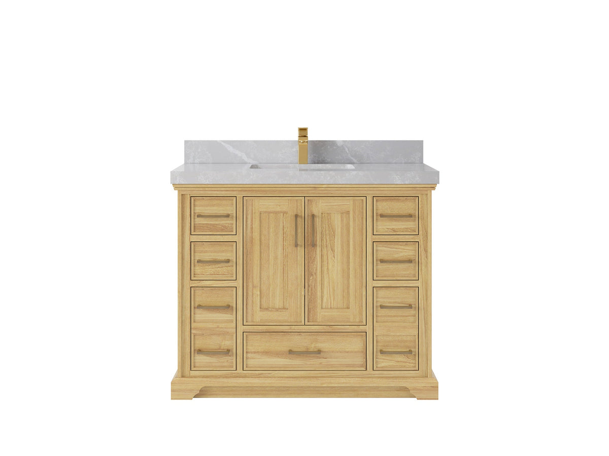 Charlotte 42 in. W x 22 in. D Single Sink Bathroom Teak Wood Vanity - Willow Bath and Vanity