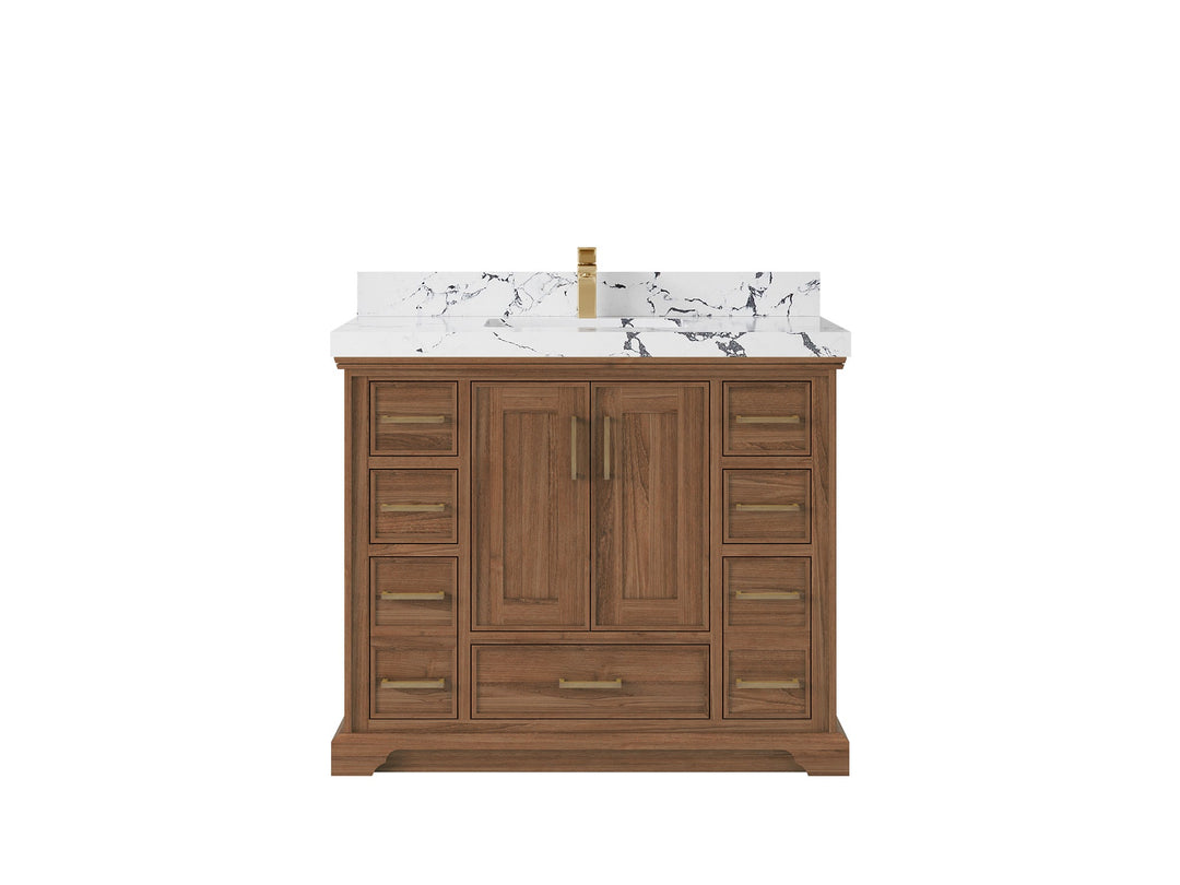 Charlotte 42 in. W x 22 in. D Single Sink Bathroom Teak Wood Vanity - Willow Bath and Vanity