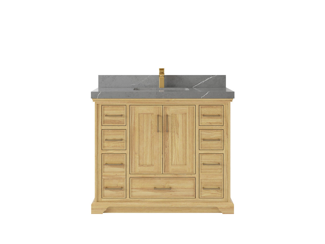 Charlotte 42 in. W x 22 in. D Single Sink Bathroom Teak Wood Vanity - Willow Bath and Vanity