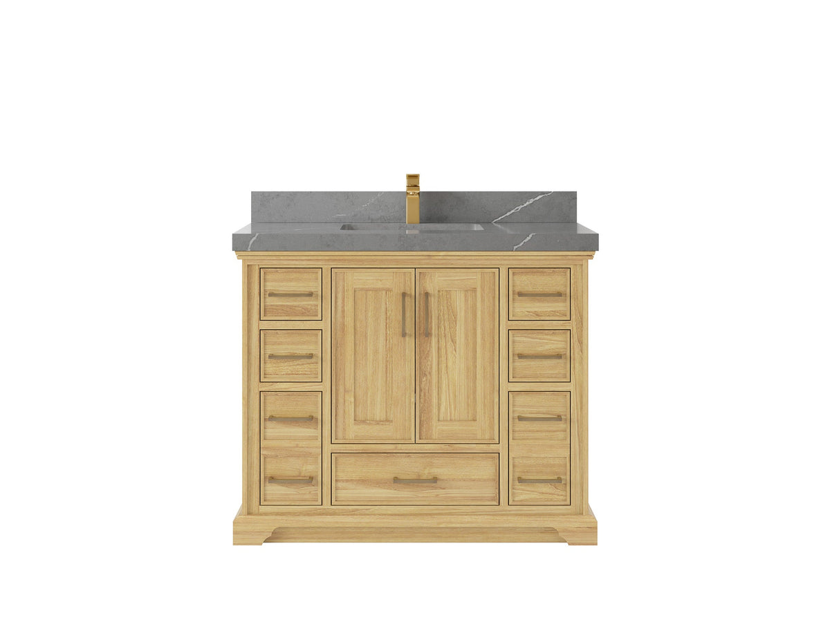 Charlotte 42 in. W x 22 in. D Single Sink Bathroom Teak Wood Vanity - Willow Bath and Vanity
