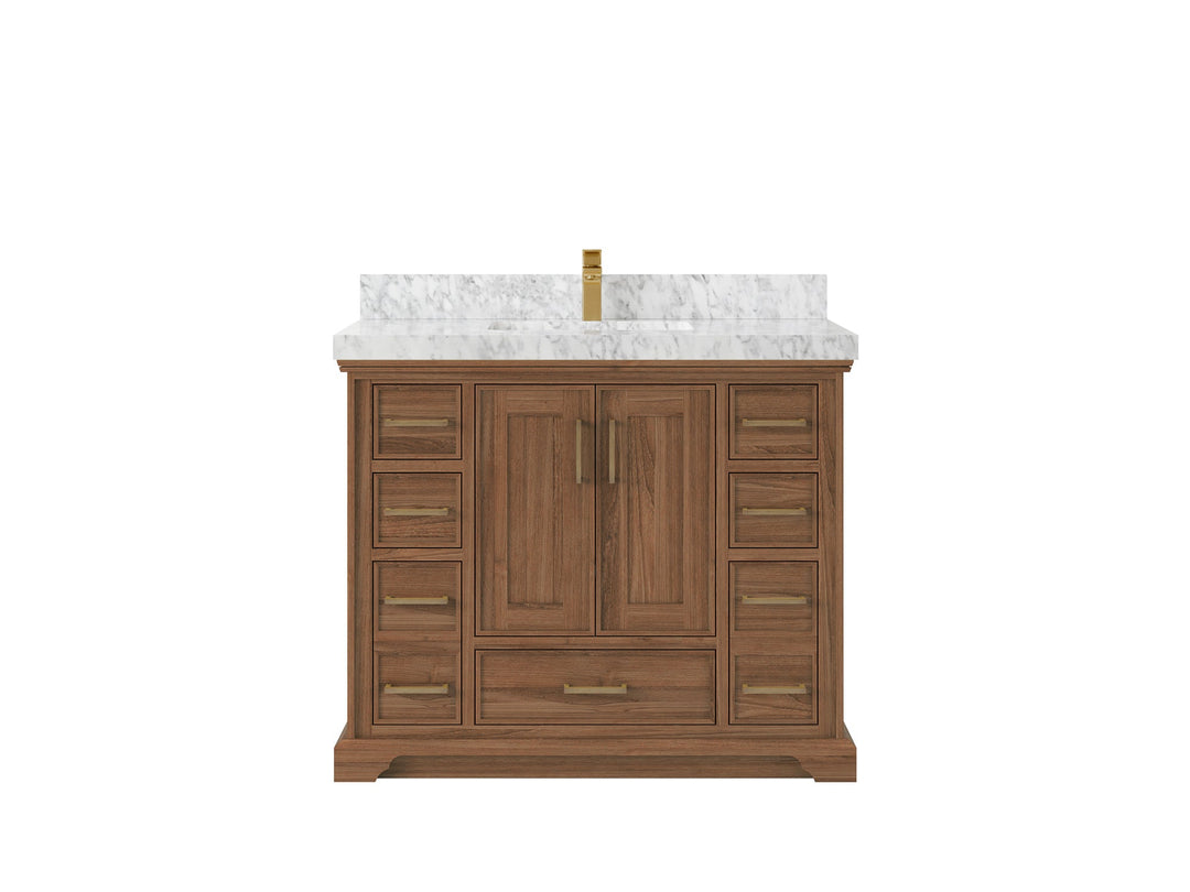 Charlotte 42 in. W x 22 in. D Single Sink Bathroom Teak Wood Vanity - Willow Bath and Vanity