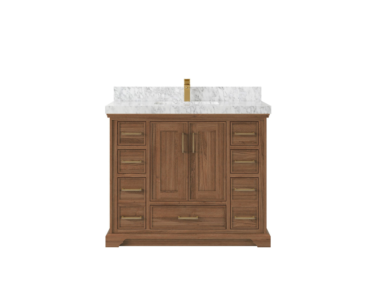 Charlotte 42 in. W x 22 in. D Single Sink Bathroom Teak Wood Vanity - Willow Bath and Vanity